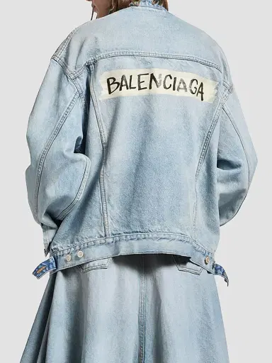 Balenciaga Women's Denim Jacket Regular Fit - Dirty Light Blue - Size XS | Thumbnail 5
