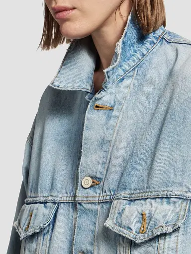 Balenciaga Women's Denim Jacket Regular Fit - Dirty Light Blue - Size XS | Thumbnail 6
