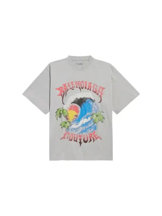Balenciaga Men's Vintage Surfer Oversized T-Shirt - Grey
