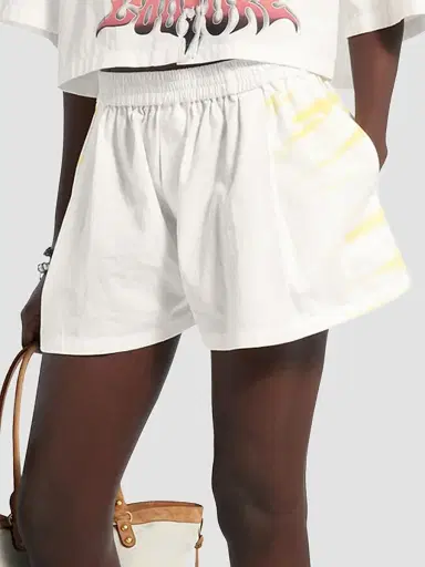 Balenciaga Women's Extreme Tie Dye A-line Boxer Shorts - White Yellow | Thumbnail 3