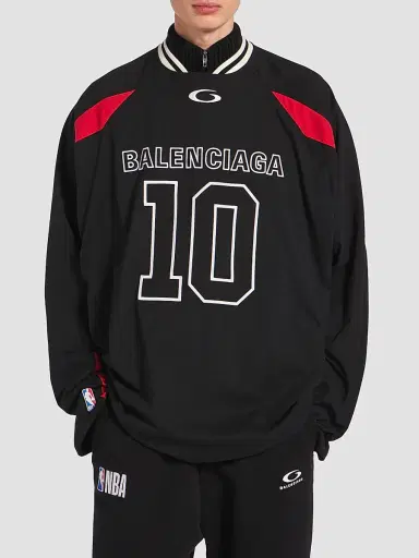 Balenciaga Men's  x NBA Collaboration Oversized Long Sleeve T-Shirt - Black | Thumbnail 3