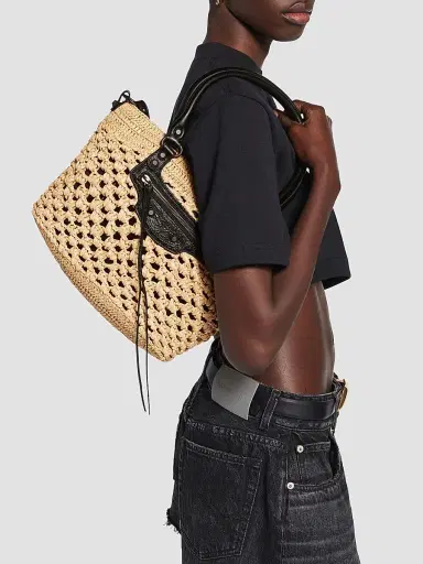 Balenciaga Women's Le City Basket Top Handle Bag - Natural Black | Thumbnail 3 Balenciaga Women's Le City Basket Top Handle Bag - Natural Black | Thumbnail 3