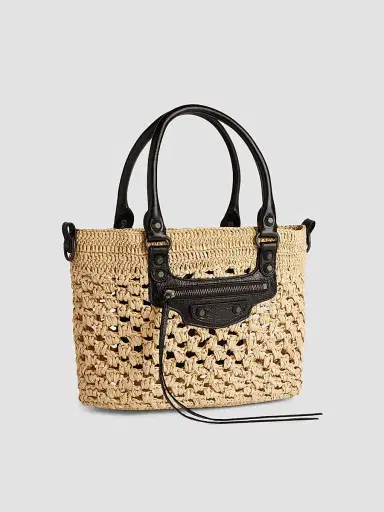Balenciaga Women's Le City Basket Top Handle Bag - Natural Black | Thumbnail 4 Balenciaga Women's Le City Basket Top Handle Bag - Natural Black | Thumbnail 4