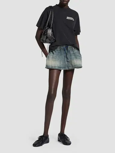Balenciaga Women's Masking Tape Medium Fit T-Shirt - Faded Black | Thumbnail 2