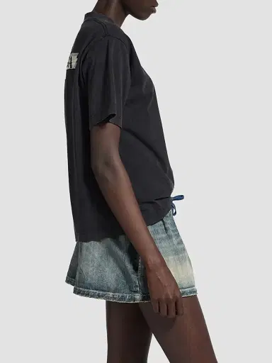 Balenciaga Women's Masking Tape Medium Fit T-Shirt - Faded Black | Thumbnail 5