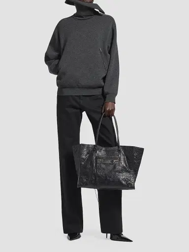 Balenciaga Women's Back-to-Front High Neck Sweater - Dark Heather Grey - Size XS | Thumbnail 2