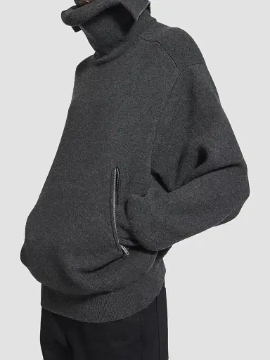 Balenciaga Women's Back-to-Front High Neck Sweater - Dark Heather Grey - Size XS | Thumbnail 3