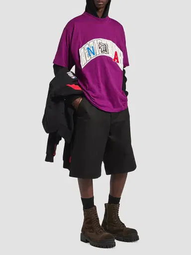 Balenciaga Men's x NBA Collaboration Oversized T-Shirt - Violet | Thumbnail 2 Balenciaga Men's x NBA Collaboration Oversized T-Shirt - Violet | Thumbnail 2