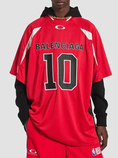 Balenciaga Men's x NBA Collaboration Oversized T-Shirt - Red | Thumbnail 3 Balenciaga Men's x NBA Collaboration Oversized T-Shirt - Red | Thumbnail 3
