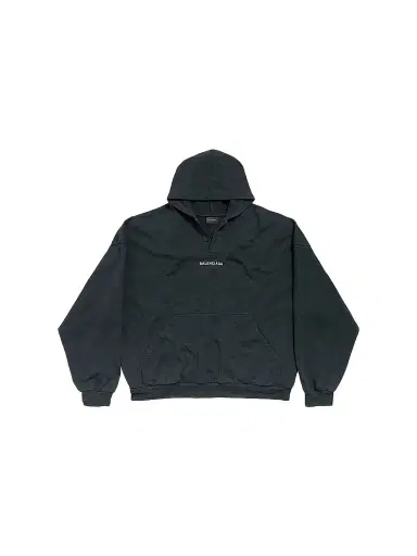Balenciaga Men's Back Polo Hoodie - Faded Black | Thumbnail 1