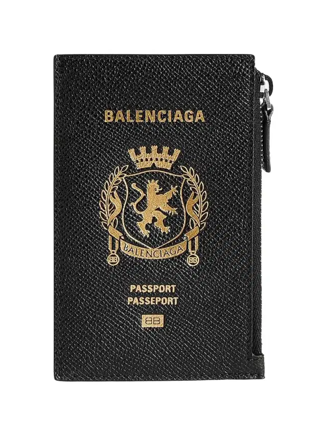 Balenciaga Men's Passport Long Coin and Card Holder - Black