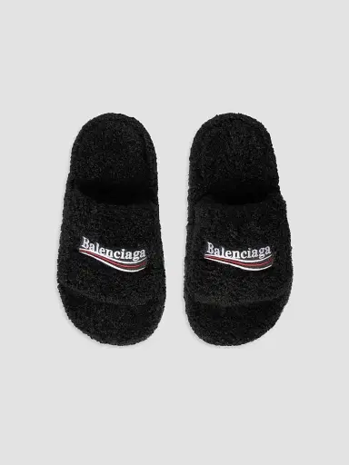Balenciaga Women's Furry Platform Sandals - Black - Size 12 | Thumbnail 6