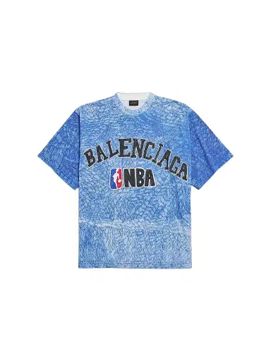 Balenciaga Men's x NBA Collaboration Oversized T-Shirt - Blue | Thumbnail 1 Balenciaga Men's x NBA Collaboration Oversized T-Shirt - Blue | Thumbnail 1