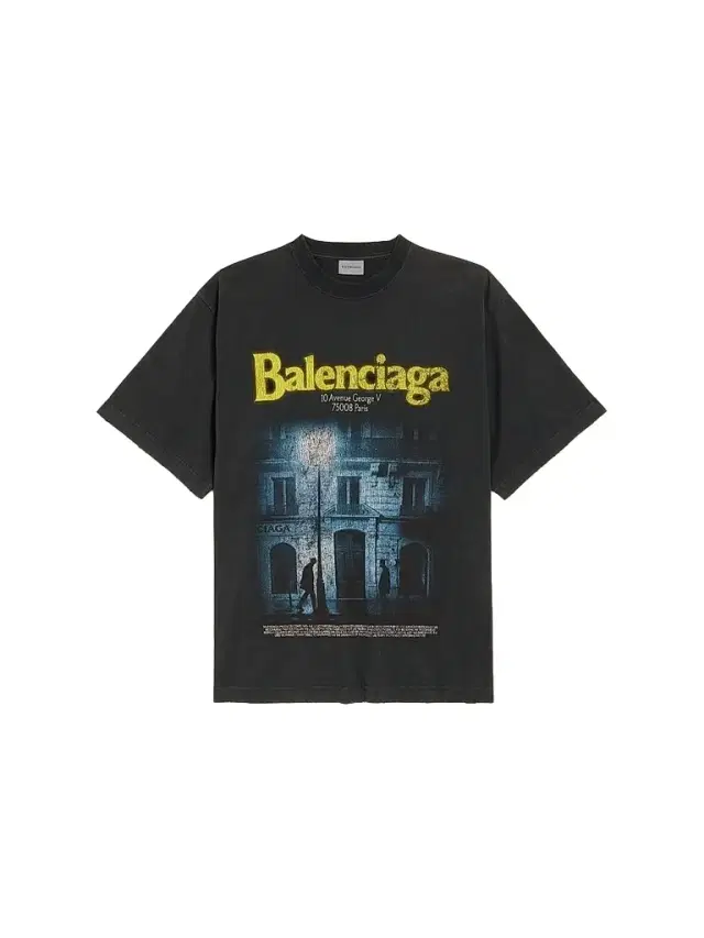 Balenciaga Men's The Address Medium Fit T-Shirt - Washed Black