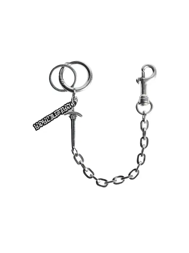 Balenciaga Men's Goth Keychain - Antique Silver