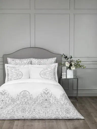 Togas Amaris Duvet Cover & Sham Collection - White Silver Grey European | Thumbnail 3