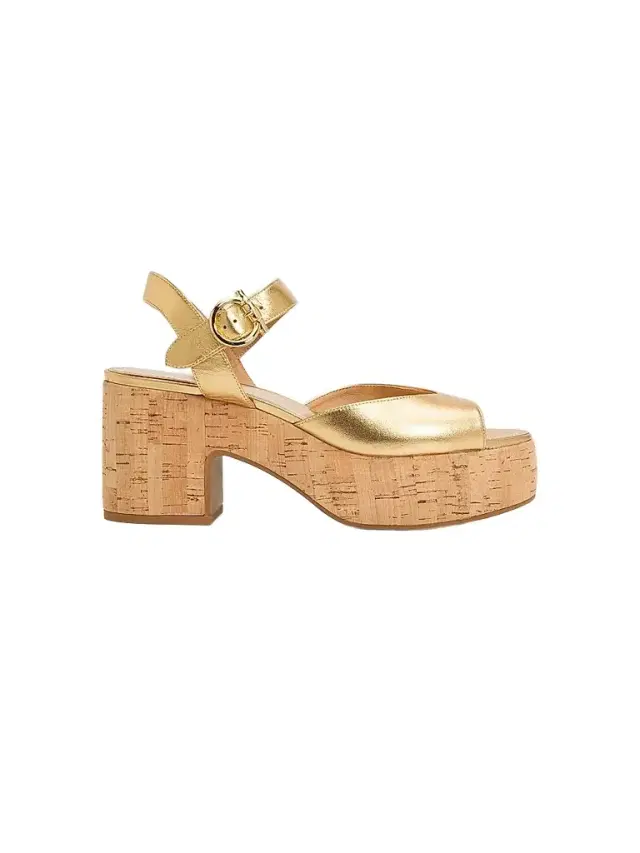 FERRAGAMO Women's Nerea 75MM Metallic Leather Platform Sandals - Gold Lux Fondo Beige