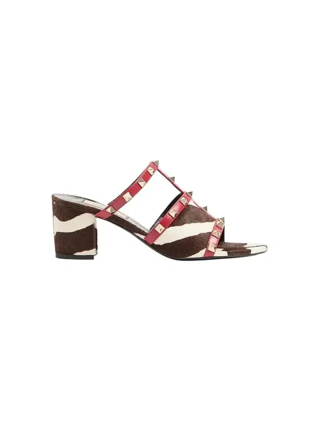 Valentino Garavani Women's Rockstud Slide 60MM Sandal in Pony Effect Calfskin - White Red