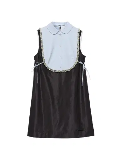 Prada Women's Embroidered Taffeta Mini-Dress - Black - Size 10 | Thumbnail 1