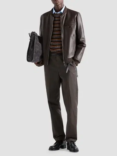 Prada Men's Nappa Leather Bomber Jacket - Brown - Size 50 | Thumbnail 6