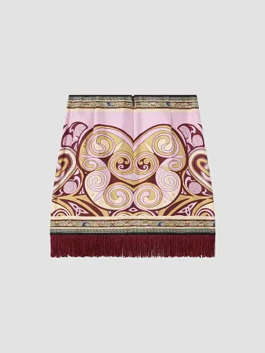La DoubleJ Women's Mini Foulard Skirt with Fringes - Kells Pink | Thumbnail 2 La DoubleJ Women's Mini Foulard Skirt with Fringes - Kells Pink | Thumbnail 2