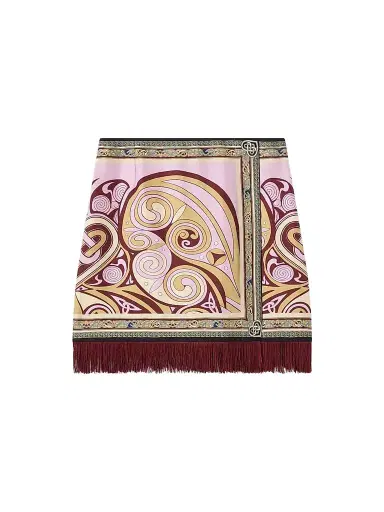 La DoubleJ Women's Mini Foulard Skirt with Fringes - Kells Pink | Thumbnail 1 La DoubleJ Women's Mini Foulard Skirt with Fringes - Kells Pink | Thumbnail 1