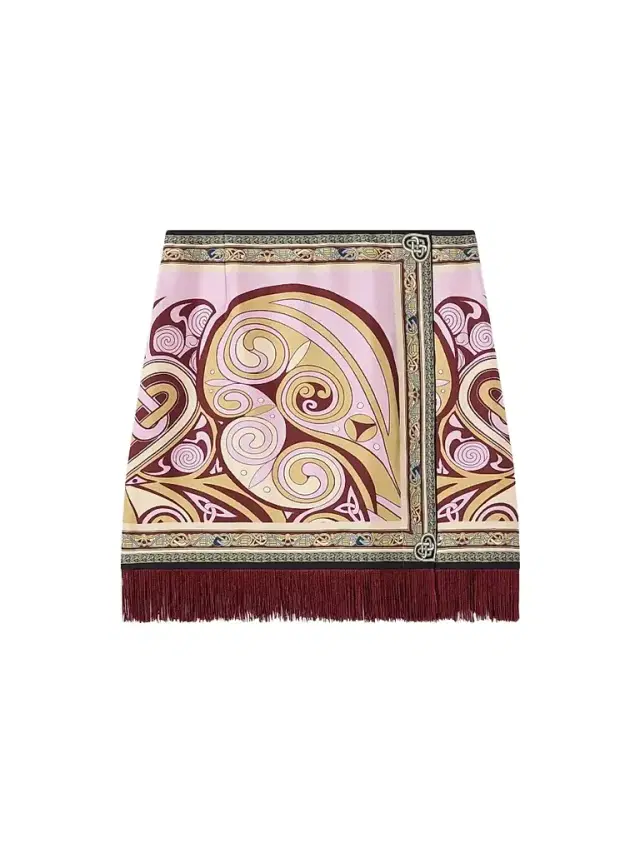 La DoubleJ Women's Mini Foulard Skirt with Fringes - Kells Pink