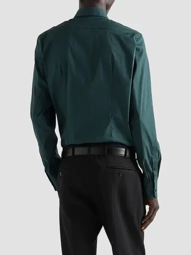 Prada Men's Stretch Cotton Shirt - Dark Green | Thumbnail 4 Prada Men's Stretch Cotton Shirt - Dark Green | Thumbnail 4