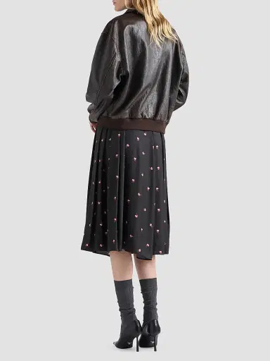 Prada Women's Floral Print Washed Silk Dress - Black Multi - Size 0 | Thumbnail 3