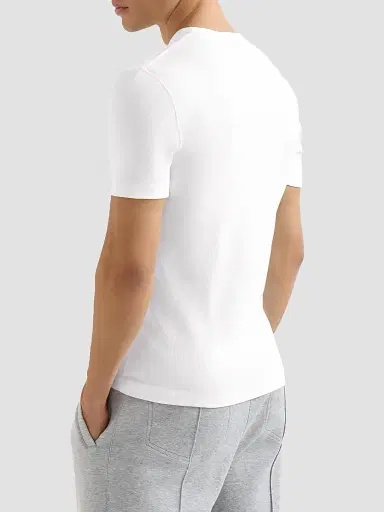 Brunello Cucinelli Men's Stretch Cotton and Modal Ribbed Jersey Crewneck T-Shirt - White | Thumbnail 4