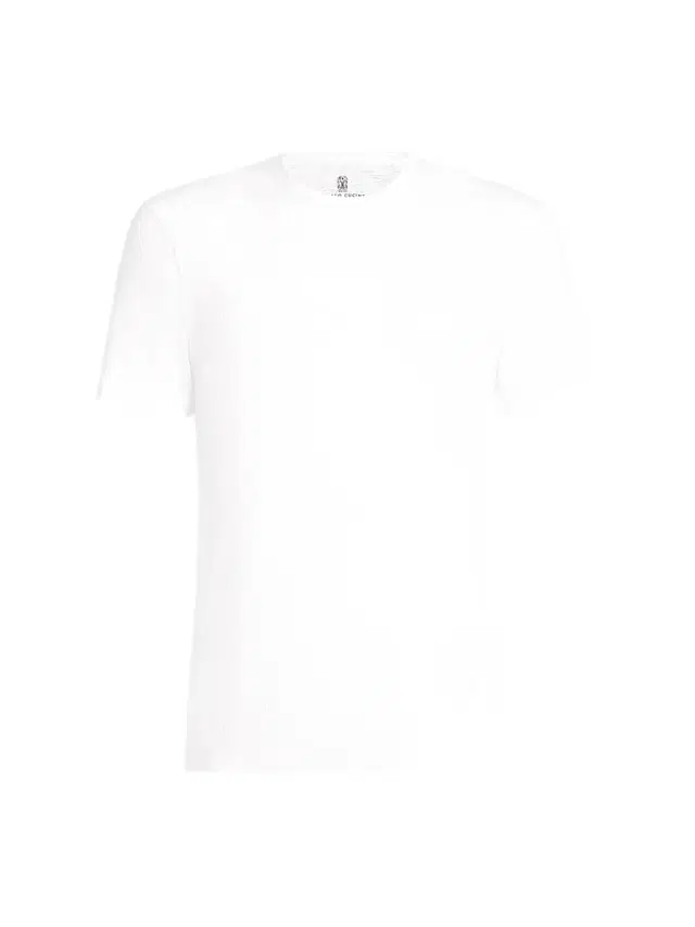 Brunello Cucinelli Men's Stretch Cotton and Modal Ribbed Jersey Crewneck T-Shirt - White
