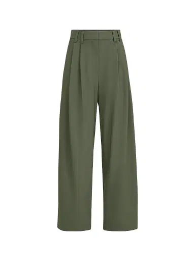 Brunello Cucinelli Women's Tropical Luxury Wool Tailored Trousers with Monili - Green | Thumbnail 1