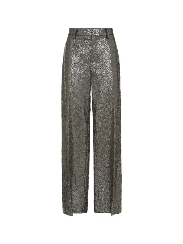 Brunello Cucinelli Women's Dazzling Texture Embroidery Loose Flared Trousers - Dark Grey