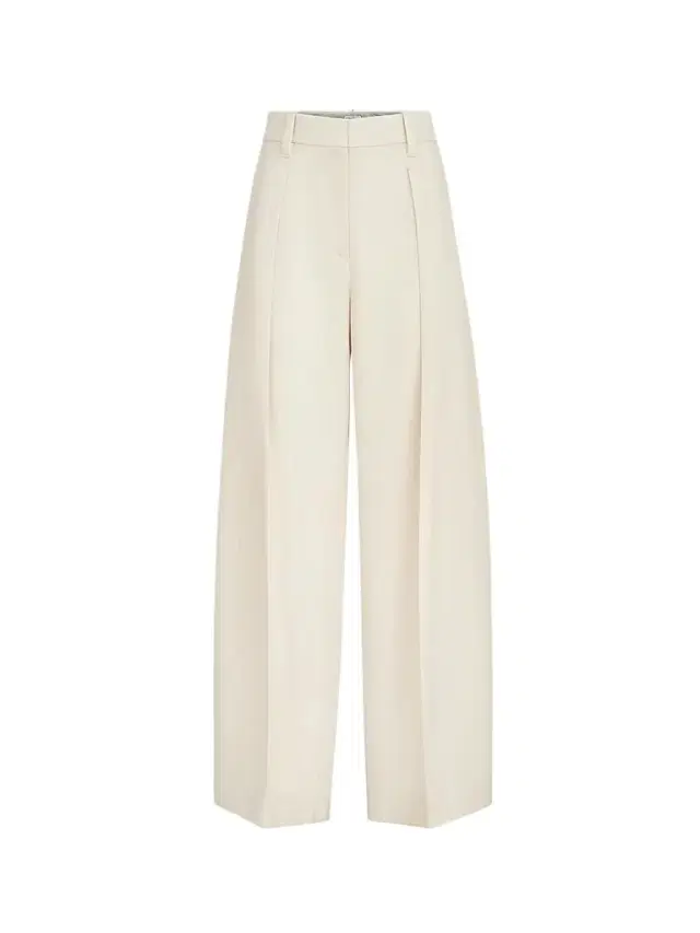 Brunello Cucinelli Women's Virgin Wool Gabardine Pleated Barrel Trousers with Monili - Milk