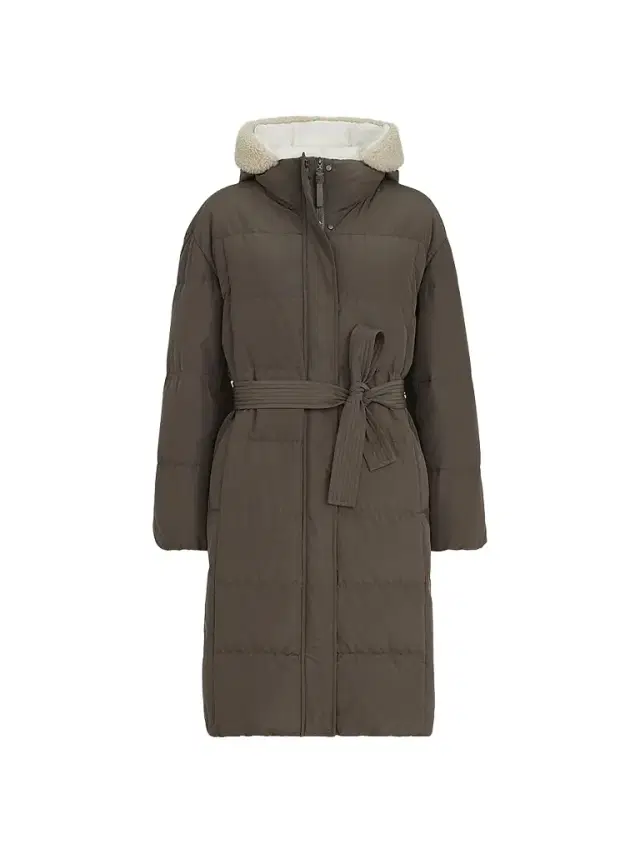 Brunello Cucinelli Women's Techno Cotton Taffeta Down Coat with Shearling Inserts - Brown