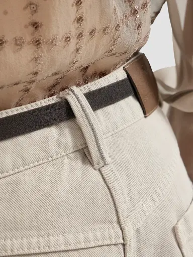 Brunello Cucinelli Women's Dyed Denim Wide Cropped Trousers with Monili | Thumbnail 6 Brunello Cucinelli Women's Dyed Denim Wide Cropped Trousers with Monili | Thumbnail 6