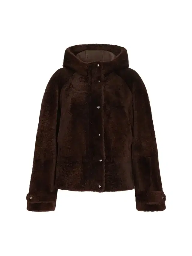 Brunello Cucinelli Women's Shearling Outerwear Jacket with Shiny Zipper Pull - Brown Gianduia