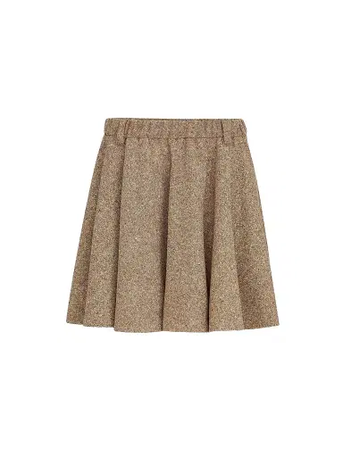 Brunello Cucinelli Women's Virgin Wool Donegal Mini Circle Skirt with Monili - Pine Cone Brown | Thumbnail 1