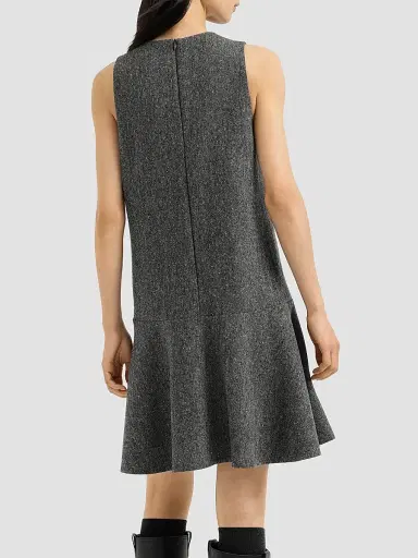 Brunello Cucinelli Women's Virgin Wool Donegal Mini Dress with Monili - Anthracite - Size Small | Thumbnail 4