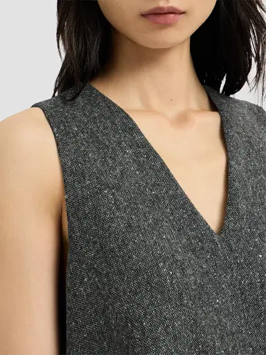 Brunello Cucinelli Women's Virgin Wool Donegal Mini Dress with Monili - Anthracite - Size Small | Thumbnail 6