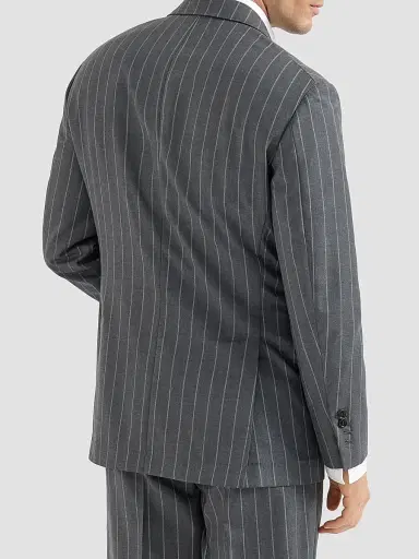 Brunello Cucinelli Men's Super 150s Virgin Wool Wide Chalk Stripe Batavia Tailor Blazer | Thumbnail 4