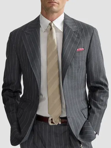 Brunello Cucinelli Men's Super 150s Virgin Wool Wide Chalk Stripe Batavia Tailor Blazer | Thumbnail 5