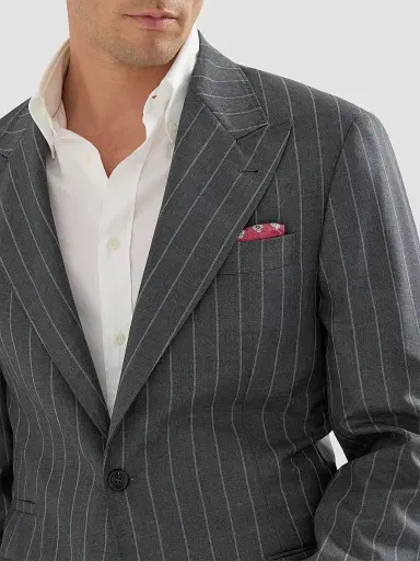 Brunello Cucinelli Men's Super 150s Virgin Wool Wide Chalk Stripe Batavia Tailor Blazer | Thumbnail 6