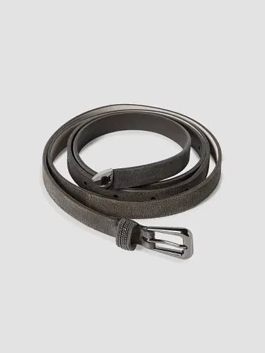 Brunello Cucinelli Women's Suede Belt with Shiny Loop | Thumbnail 3 Brunello Cucinelli Women's Suede Belt with Shiny Loop | Thumbnail 3