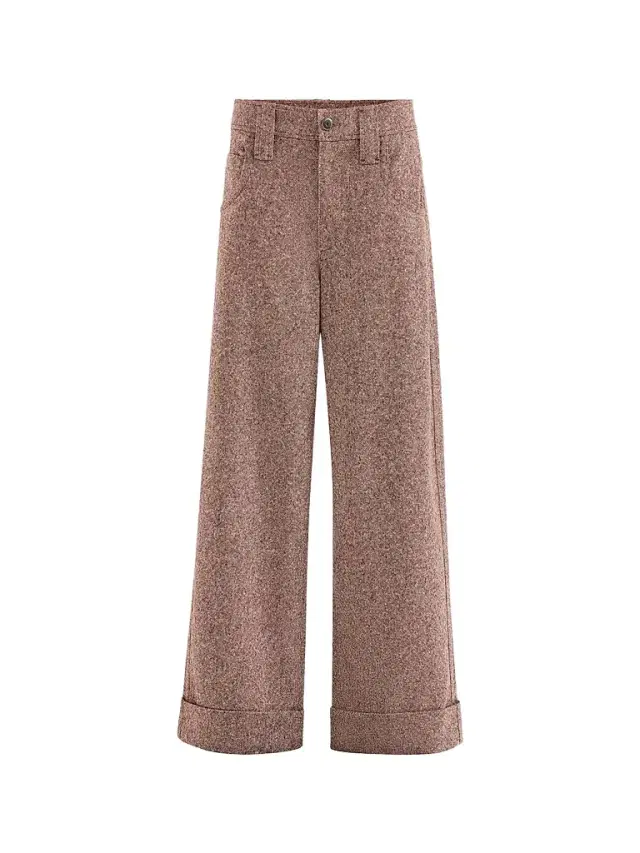 Brunello Cucinelli Women's Virgin Wool Donegal Baggy Five-Pocket Trousers - Burgundy