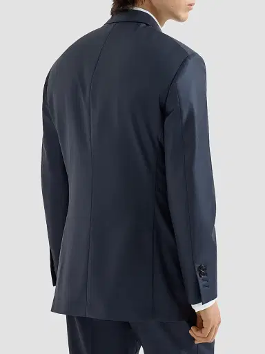 Brunello Cucinelli Men's Super 150s Virgin Wool Four Season Batavia Cavallo Tailor Blazer - Navy Blue | Thumbnail 4