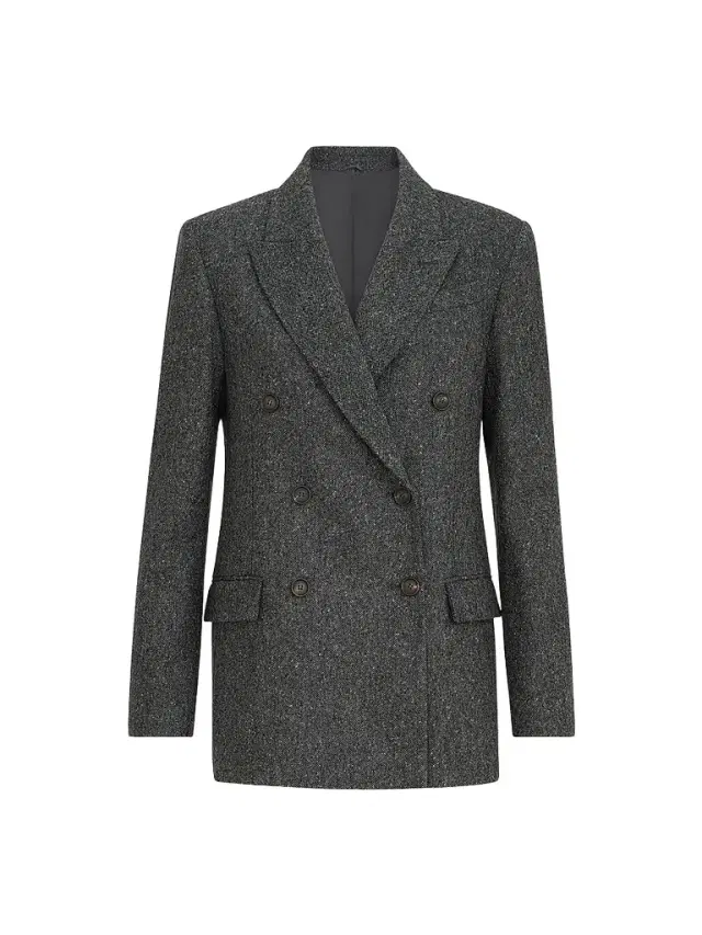 Brunello Cucinelli Women's Virgin Wool Donegal Blazer with Monili - Anthracite