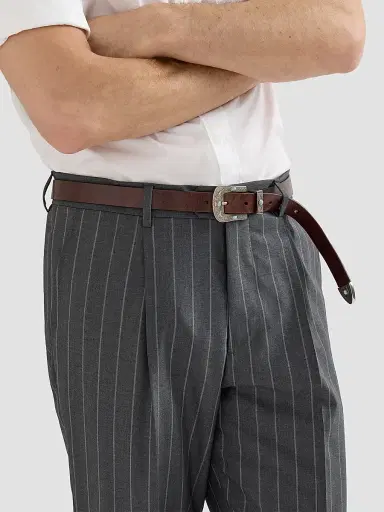 Brunello Cucinelli Men's Super 150s Virgin Wool Wide Chalk Stripe Batavia Trousers with Pleats - Grey | Thumbnail 6