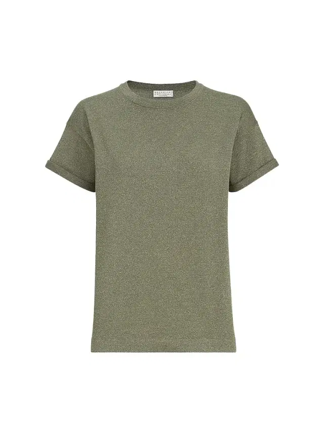 Brunello Cucinelli Women's Sparkling Cashmere and Silk Lightweight Knit T-Shirt - Origano