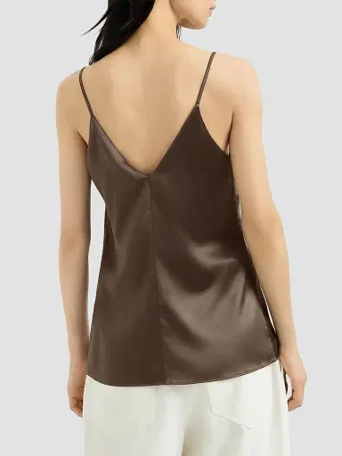 Brunello Cucinelli Women's Stretch Silk Satin Camisole Top - Brown | Thumbnail 4 Brunello Cucinelli Women's Stretch Silk Satin Camisole Top - Brown | Thumbnail 4
